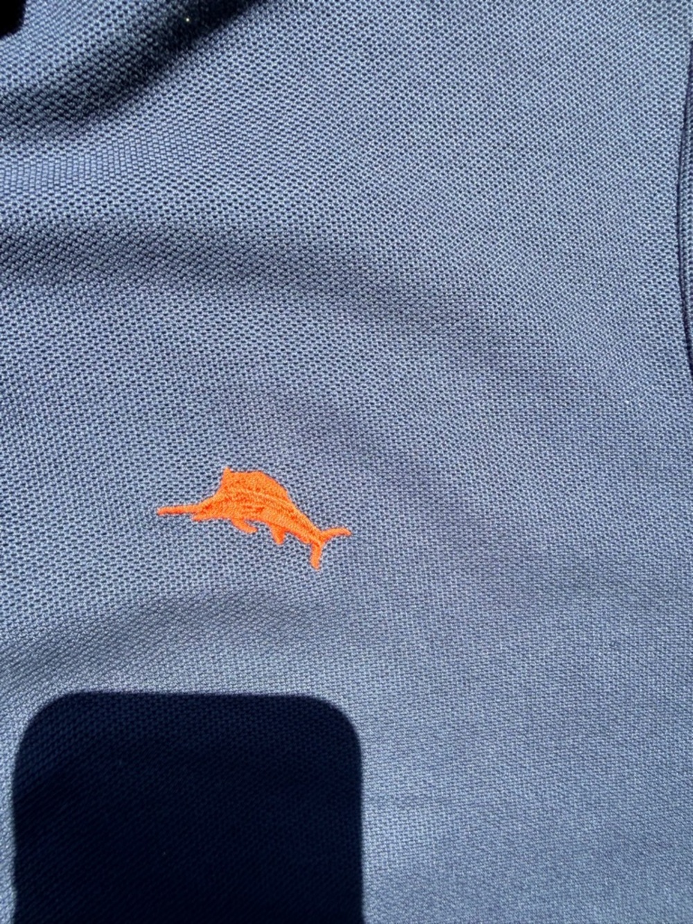 Tommy Bahama Blue Polo Shirt with Subtle Dark Trim - Picture 3 of 7